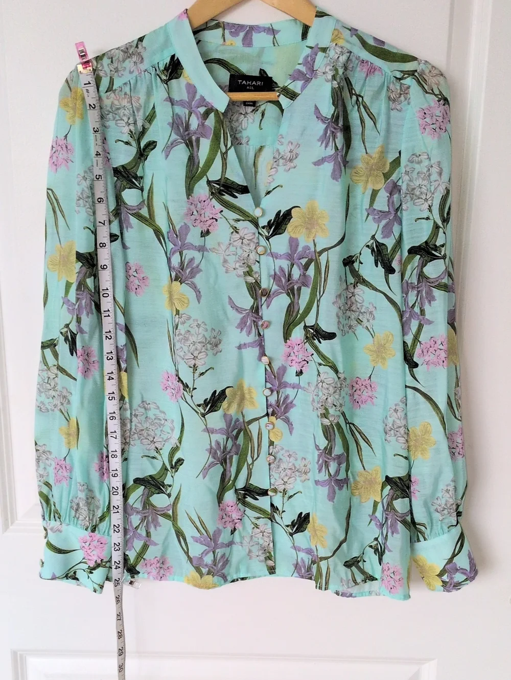 Tahari ASL Light Mint Floral Button-Front Sample Set Size 6
